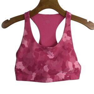Calme By Johnny Was Womens Endurance Sports Bra Racerback Camo Pink Size L NWT